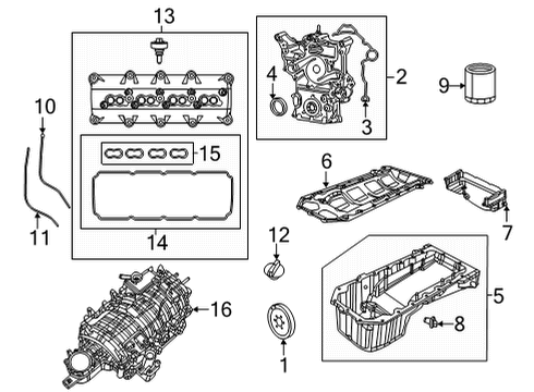 2022 Jeep Wagoneer Engine Parts, Mounts, Cylinder Head & Valves, Camshaft & Timing, Variable Valve Timing, Oil Cooler, Oil Pan, Oil Pump, Crankshaft & Bearings, Pistons, Rings & Bearings Diagram 1