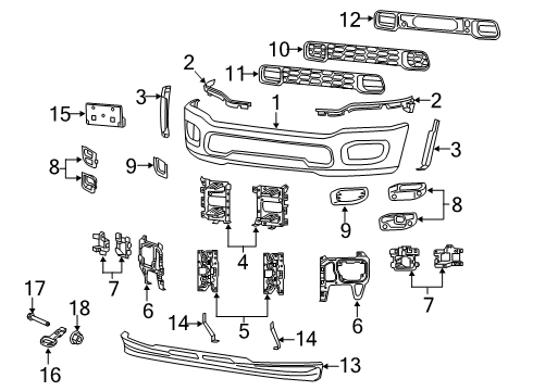 2022 Ram 2500 Bumper & Components - Front Diagram