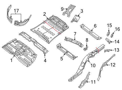 2022 Dodge Durango Rear Floor & Rails Diagram