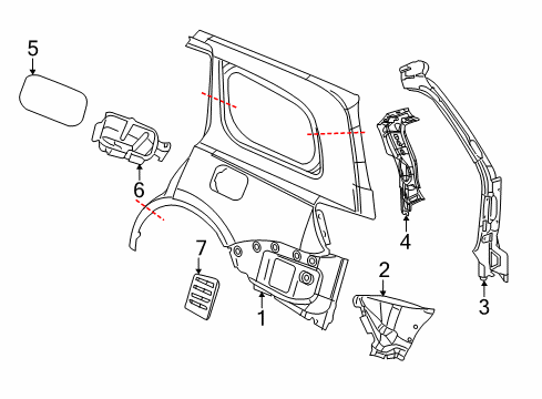 2023 Dodge Durango REINFORCE-D PILLAR Diagram for 68525708AB