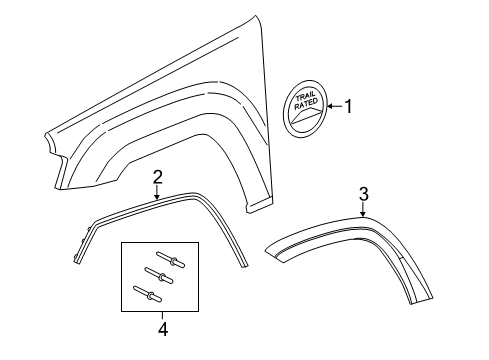 2022 Jeep Grand Cherokee WK Exterior Trim - Fender Diagram