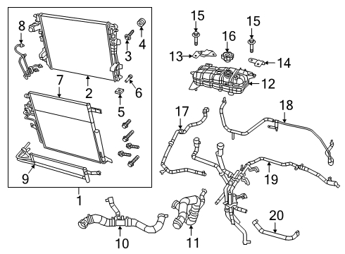 2021 Ram 1500 RADIATOR INLET Diagram for 68268584AE