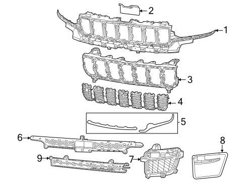 2022 Jeep Grand Cherokee Grille & Components Diagram 2