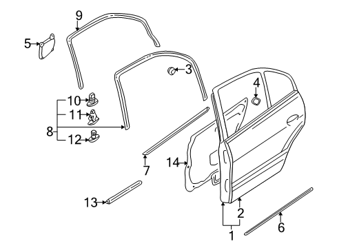 WEATHERSTRIP-Rear Door Diagram for MR959737