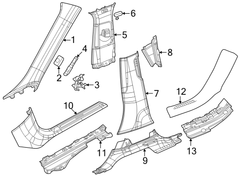 2022 Jeep Grand Cherokee Interior Trim - Pillars Diagram