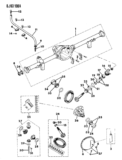 1988 Jeep Wrangler Bearing-Differential Side Diagram for J8126500