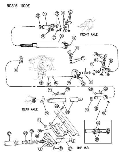1990 Dodge W150 U-Joint Package Diagram for 4504575