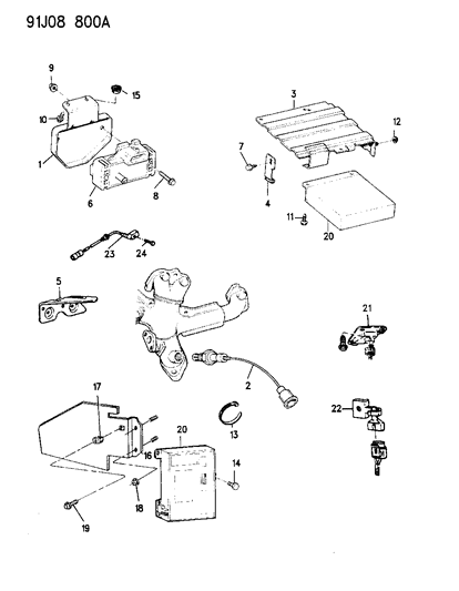1992 Jeep Wrangler Control Units & Sensors Diagram