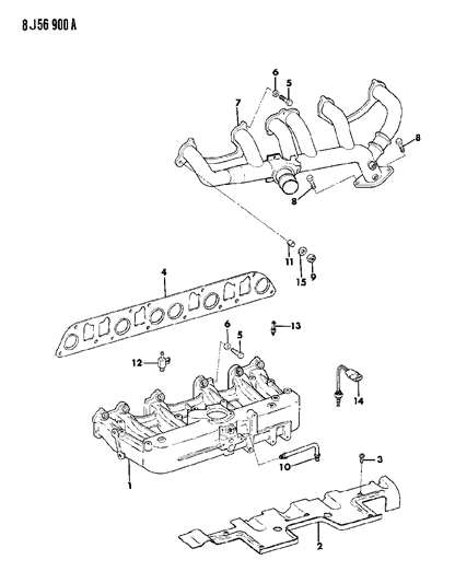 1989 Jeep Wrangler Manifolds - Intake & Exhaust Diagram 4