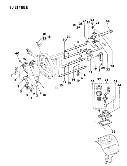 1989 Jeep Grand Wagoneer Stud-GEARSHIFT RETAINER Diagram for 5252211