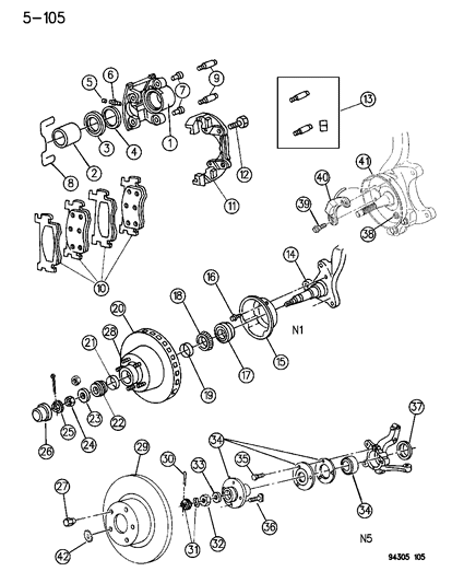 1996 Dodge Dakota Nut-Wheel Bearing Adjusting Diagram for 6029692