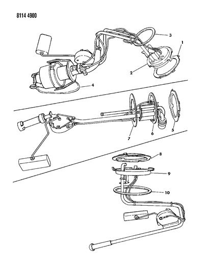 1988 Dodge Omni Unit, Fuel Tank Sending Diagram for 4419619