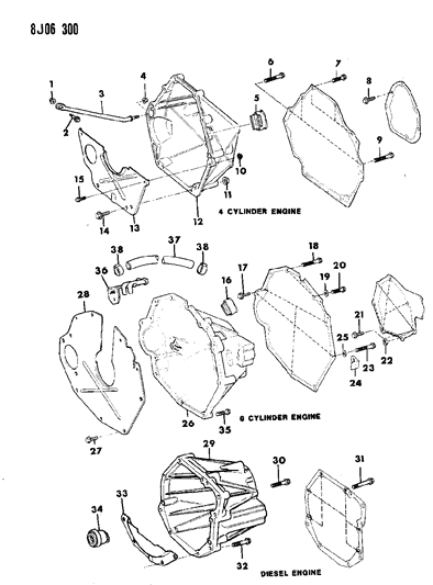 1988 Jeep Cherokee SHIM-Clutch Housing Diagram for 53004473