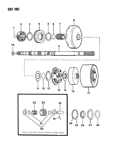 1989 Dodge Ram Wagon Gear Train & Output Shaft Diagram 1