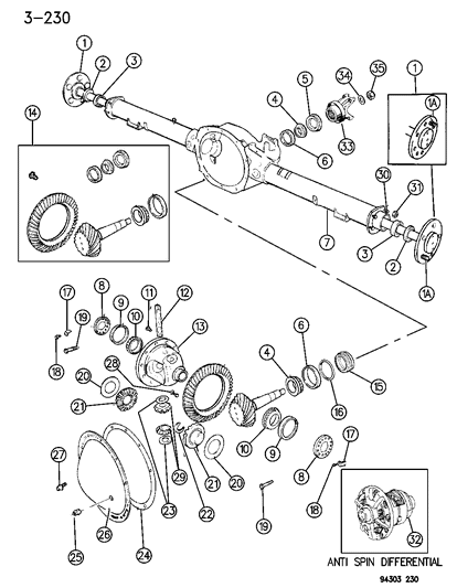 1996 Dodge Ram Wagon Axle, Rear, With Differential And Carrier Diagram 3
