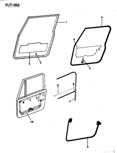 1993 Jeep Wrangler W/SEAL-Assembly-Full Door To Body Left Diagram for 55024873