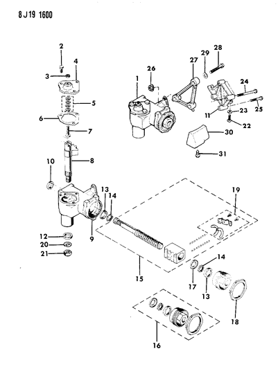 1990 Jeep Wrangler Gear - Steering Diagram 1