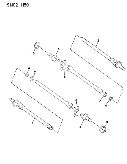 1991 Jeep Wrangler Shafts - Front Axle Diagram 1