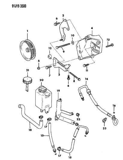1991 Jeep Wrangler Pump Mounting - Power Steering Diagram