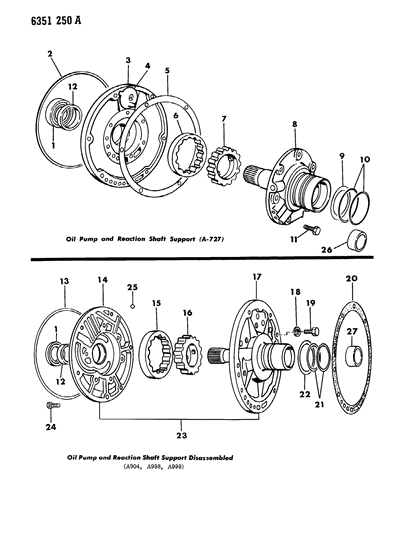 1987 Dodge Ram Wagon Oil Pump With Reaction Shaft Diagram