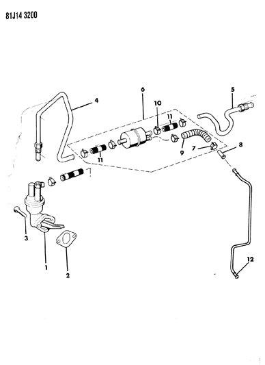 1985 Jeep Wrangler Fuel Pump & Filter Diagram 1