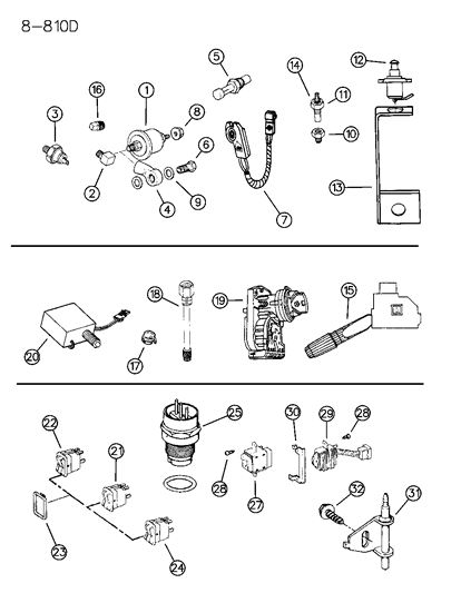 1995 Jeep Wrangler Switches & Sending Units Diagram