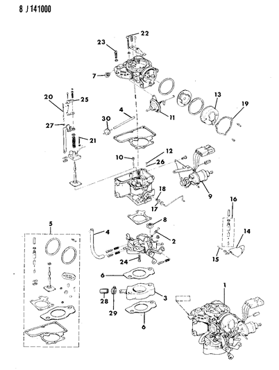 Carburetor & Component Parts - 1990 Jeep Wrangler