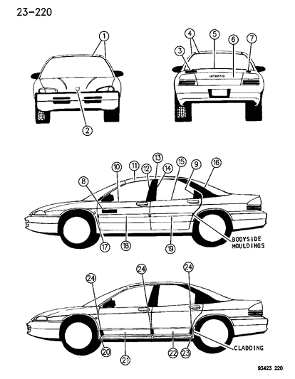 1995 Dodge Intrepid Emblem Hood Rams Head Diagram for 4630324