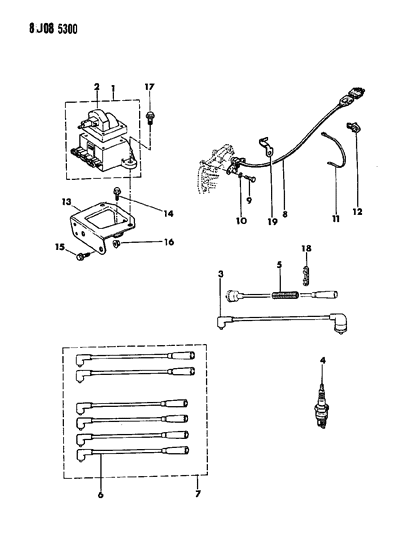 1989 Jeep Wrangler Coil - Sparkplugs - Wires Diagram 2