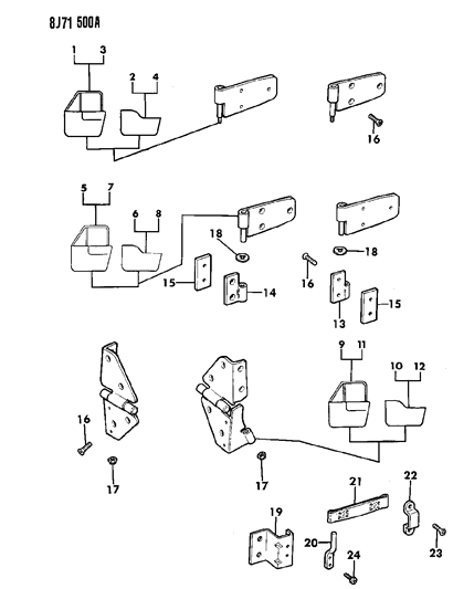 1987 Jeep Wrangler Pin-Restraint Strap Diagram for J5459286