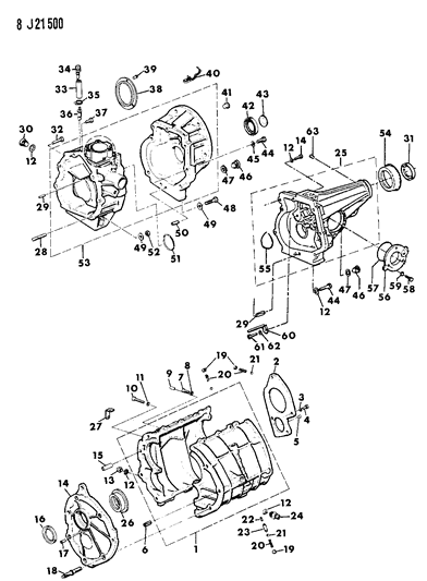 1989 Jeep Wrangler Transmission Case, Adapter And Miscellaneous Parts Diagram
