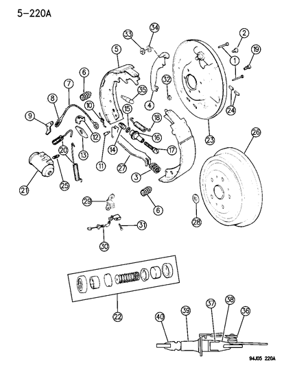 1995 Jeep Grand Cherokee Shoe Kit-Rear Wheel Brake (4 Pack) Diagram for V2010367AB