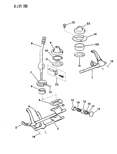 1990 Jeep Wrangler Forks, Rails, Shafts Diagram 3