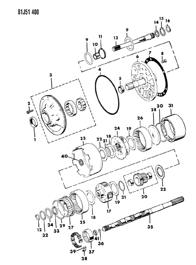 1984 Jeep Wrangler Oil Pump & Gear Train Diagram