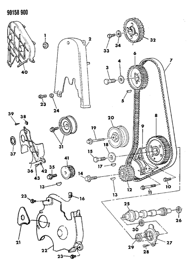 1990 Chrysler TC Maserati Belt-Timing Kit Diagram for TBK10153