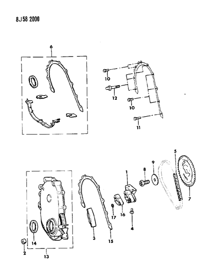 1989 Jeep Wrangler Timing Cover & Intermediate Shaft Diagram 1