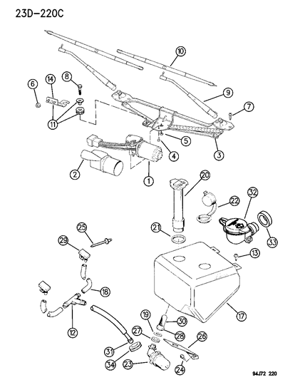1996 Jeep Cherokee Blade-Front WIPER Diagram for WBF00018AA