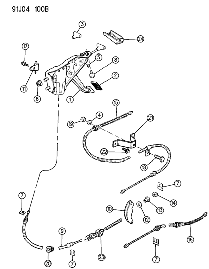 1992 Jeep Wrangler Cable-Assembly-Parking Brake-Front Diagram for 52007048