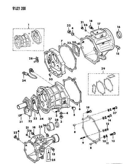 Case, Extension & Miscellaneous Parts of Manual Transmission & Transfer  Case - 1992 Jeep Comanche