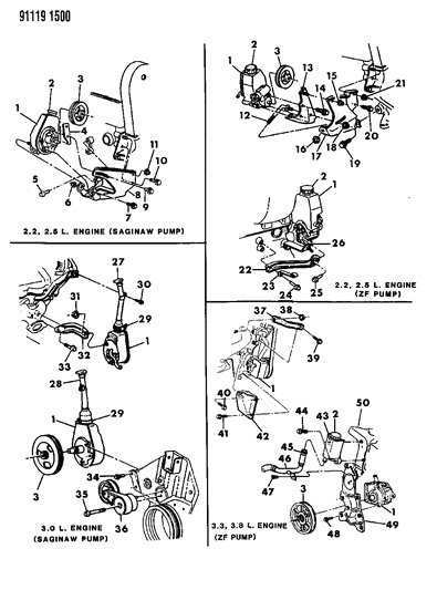 1991 Dodge Spirit Power Steering Pump Seal Kit Diagram for 4333377
