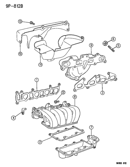 1996 Dodge Neon Intake Lower To Upper Manifold Diagram for 4777039