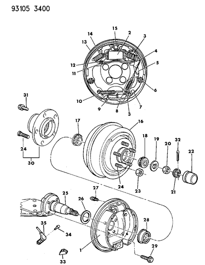1993 Chrysler Town & Country Rear Wheel Hub Bearing Diagram for 4423371