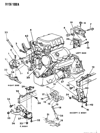 1991 Chrysler LeBaron Bracket Diagram for 4536152