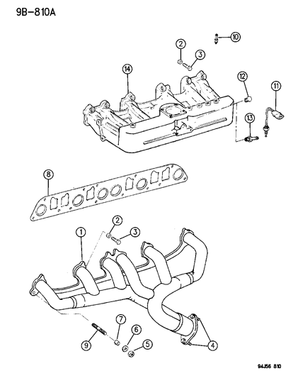 1995 Jeep Grand Cherokee Gasket-INTAKE/EXHAUST Manifold Diagram for 53010238