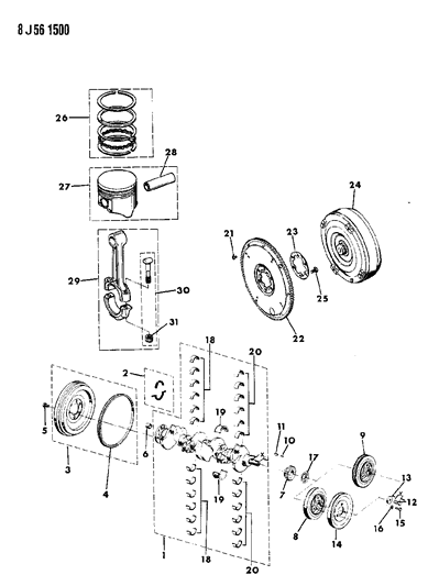 1987 Jeep J10 Bearing Diagram for 33004041