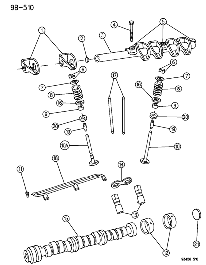 1993 Dodge Intrepid Camshaft & Valves Diagram 1