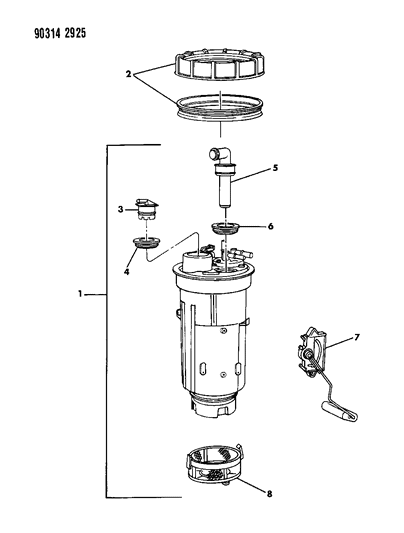 1993 Dodge Ram Wagon Fuel Pump & Level Unit Diagram