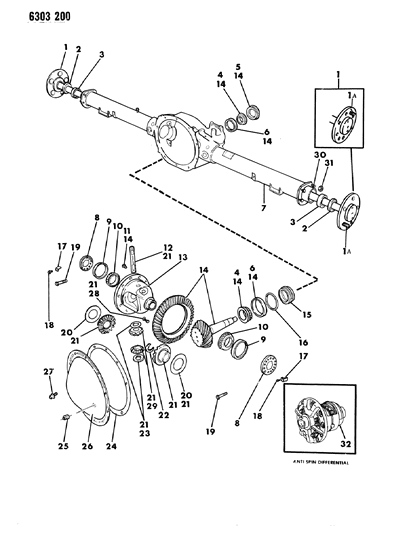 1986 Dodge Ram Wagon Axle, Rear, With Differential And Carrier Diagram 2