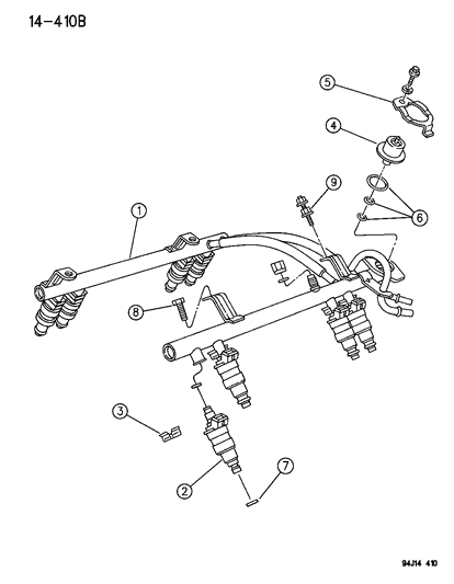 1996 Jeep Grand Cherokee Injector-Fuel Diagram for 53030778