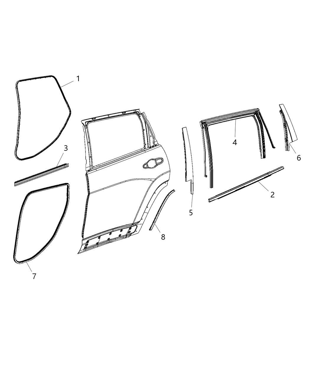 Mopar 68103093AB WEATHERSTRIP-Rear Door Opening